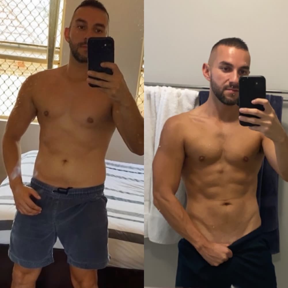 Michael R, before and after, 10kg down over 4 months